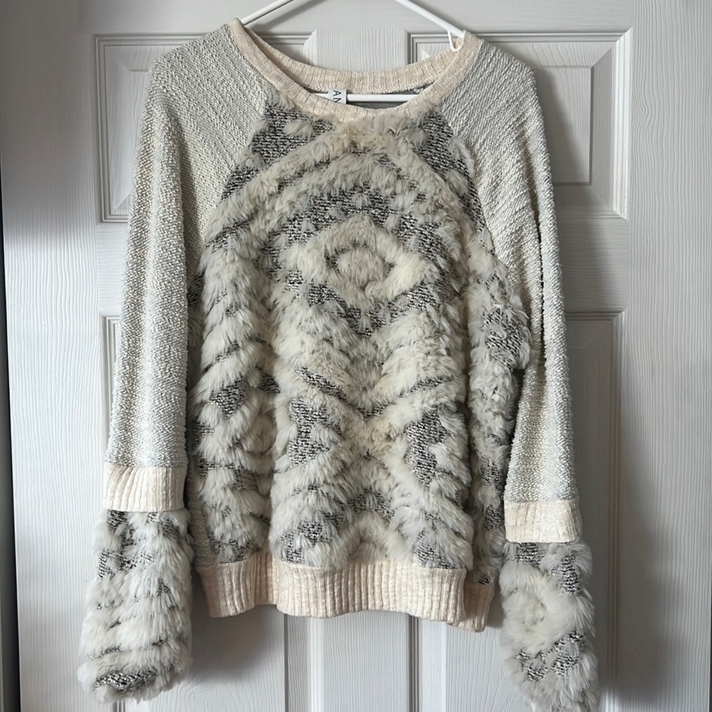 Anthropologie Amadi Calista Lantern Sleeve Sweater Ivory Size L